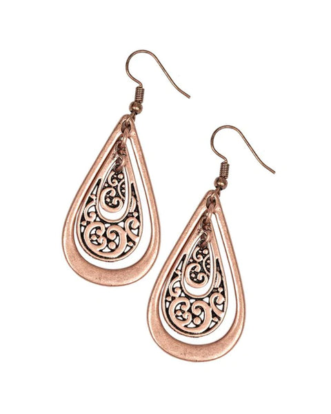 Teardrop Tourist ~ Copper Earrings