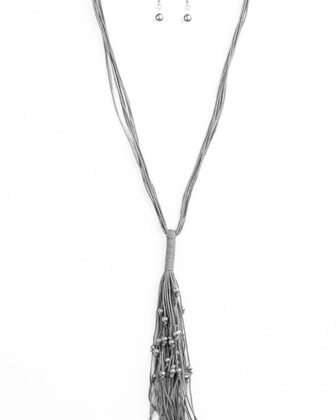Hand Knotted Knockout ~ Silver Necklace