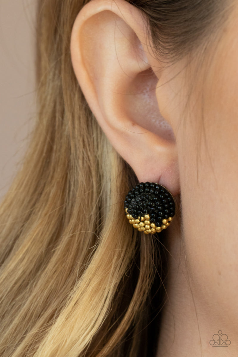 As Happy As Can Bead ~ Black Earrings