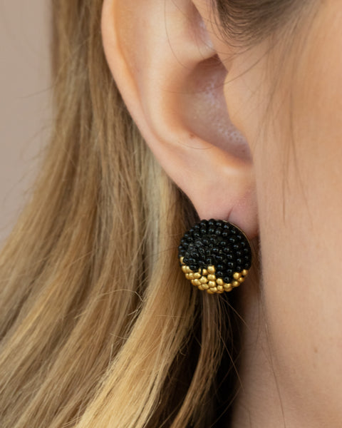 As Happy As Can Bead ~ Black Earrings