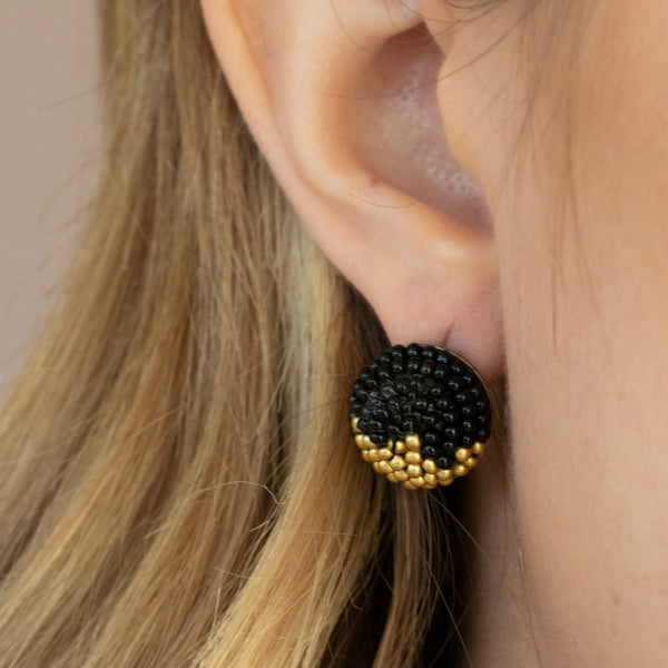 As Happy As Can Bead ~ Black Earrings