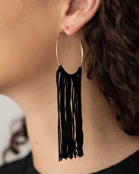 Flauntable Fringe ~ Black Earrings