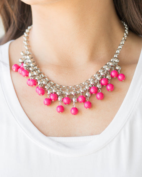 Friday Night Fringe ~ Pink Necklace