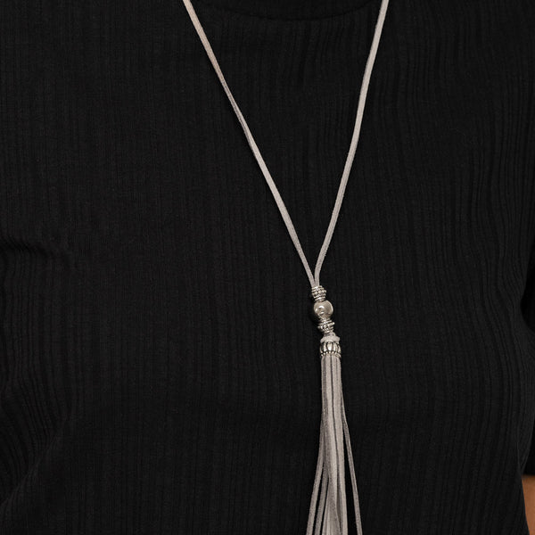 Hold My Tassel ~ Silver Necklace