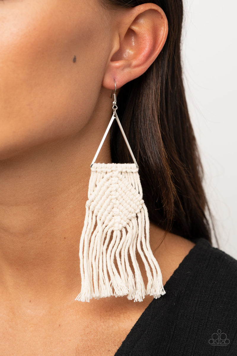 Macrame Jungle ~ White Earrings