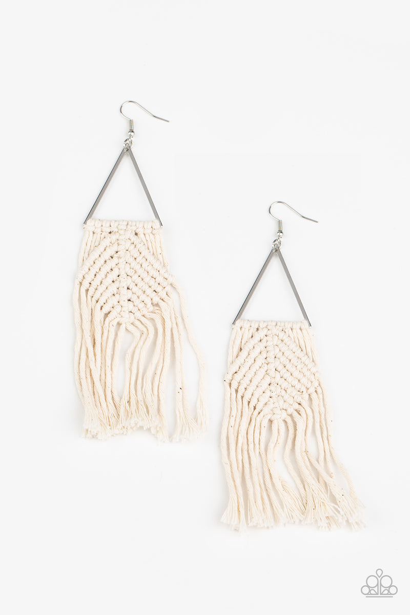Macrame Jungle ~ White Earrings