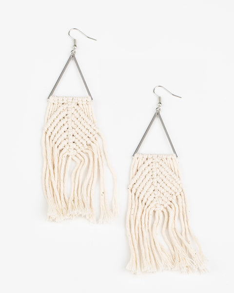 Macrame Jungle ~ White Earrings