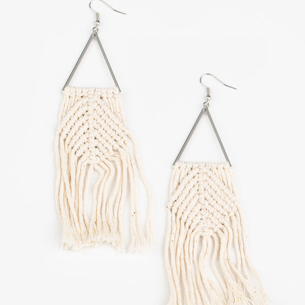 Macrame Jungle ~ White Earrings