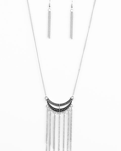 Mayan Moon ~ Silver Long Necklace