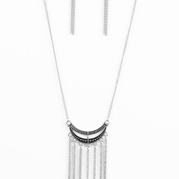 Mayan Moon ~ Silver Long Necklace