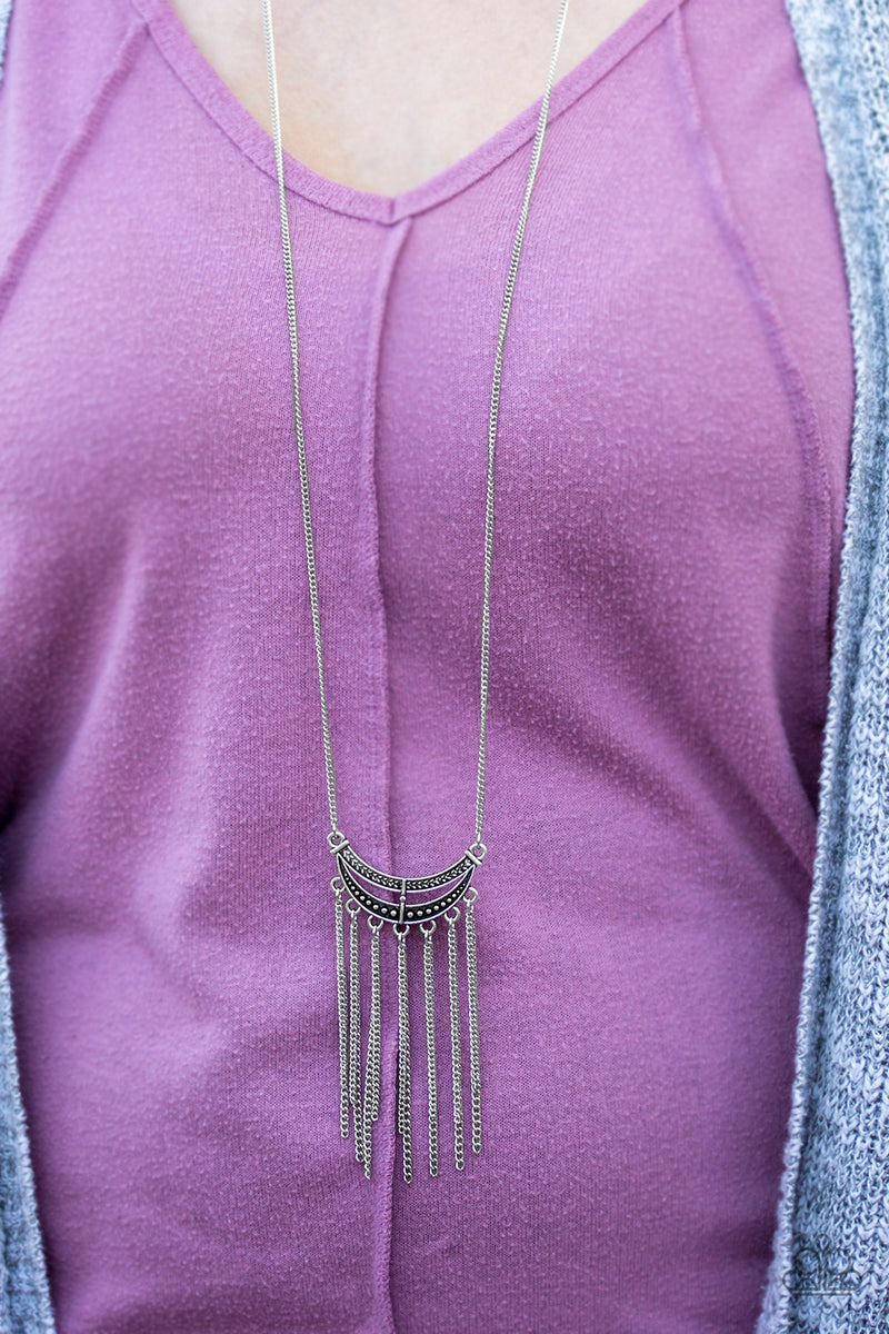 Mayan Moon ~ Silver Long Necklace