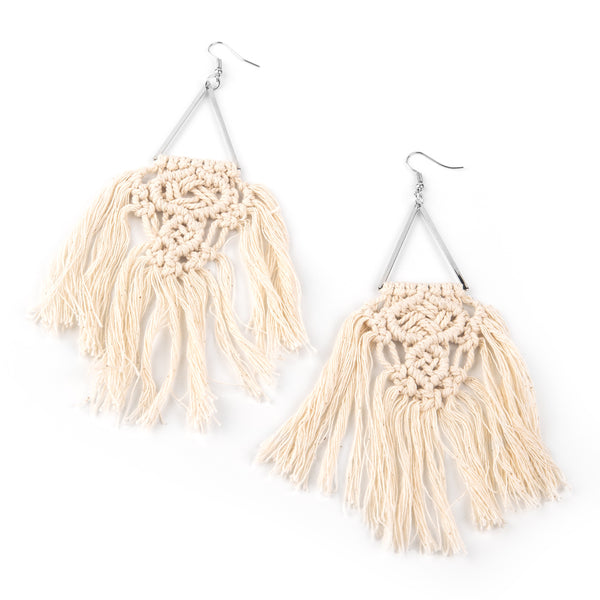 Modern Day Macrame ~ White Earrings