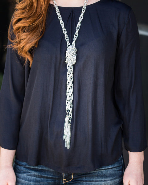 Scarfed For Attention ~ Silver Necklace