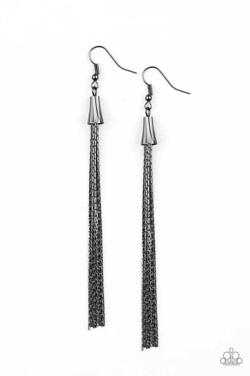 Shimmery Streamers ~ Black Earrings