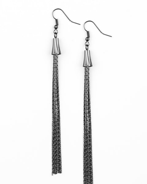 Shimmery Streamers ~ Black Earrings