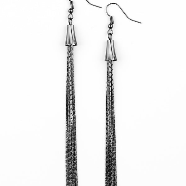 Shimmery Streamers ~ Black Earrings