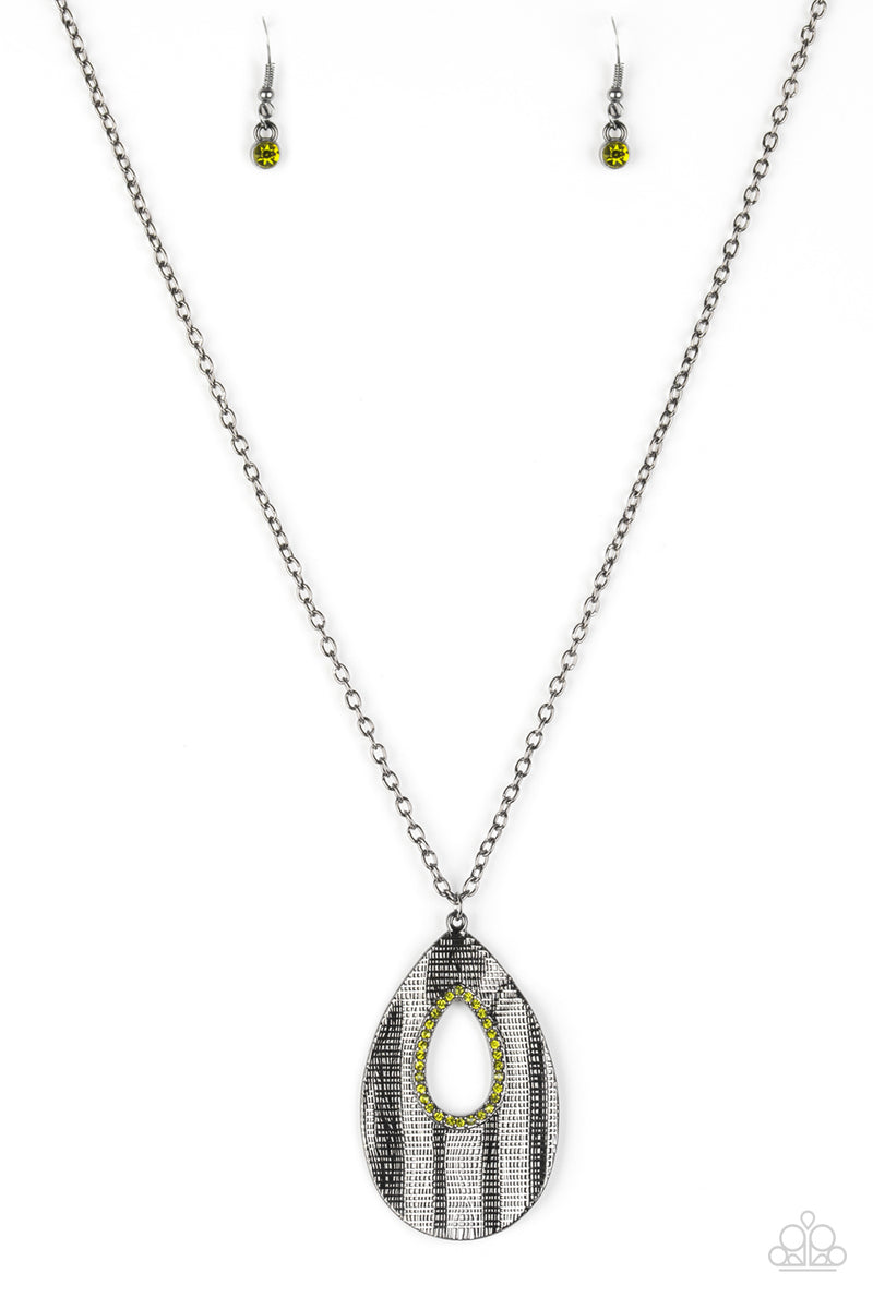 Stop Teardrop And Roll ~ Green Necklace