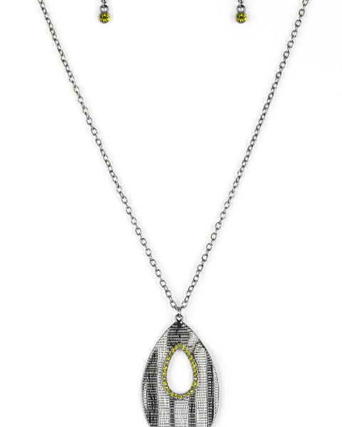 Stop Teardrop And Roll ~ Green Necklace