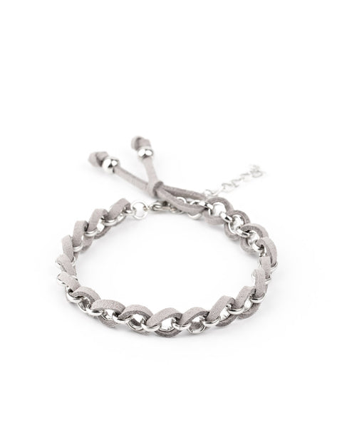 Suede Side To Side ~ Silver Bracelet