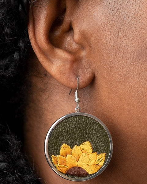 Sun-Kissed Sunflowers ~ Green Earrings