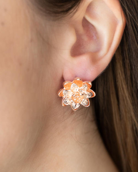 Water Lily Love ~ Rose Gold Earrings