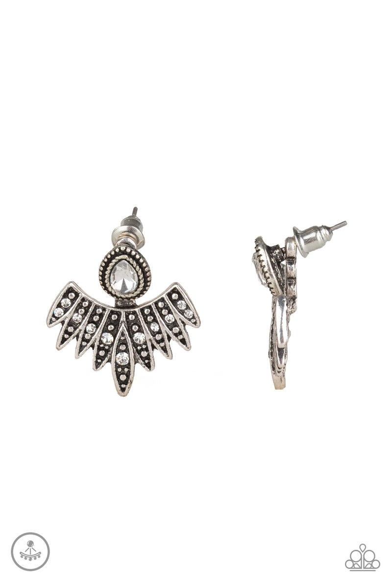 Wing Fling ~ White Earring