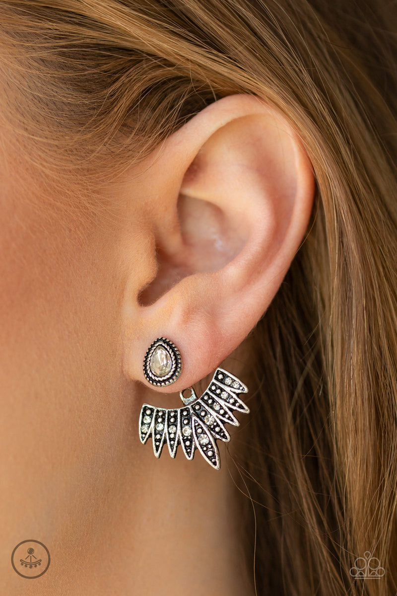 Wing Fling ~ White Earring