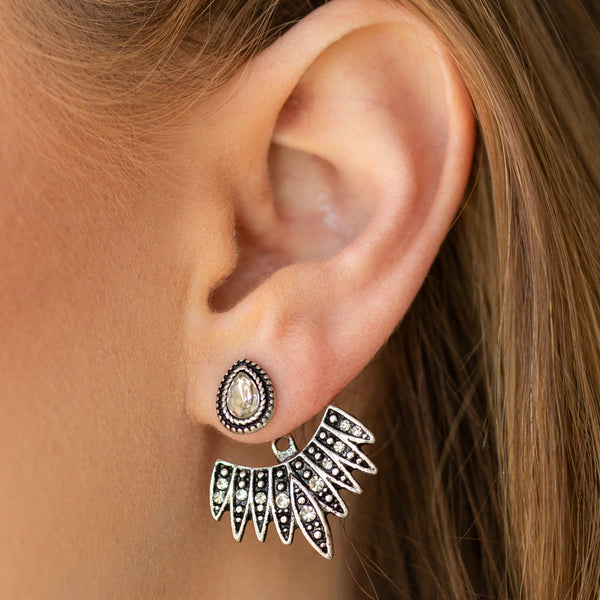 Wing Fling ~ White Earring